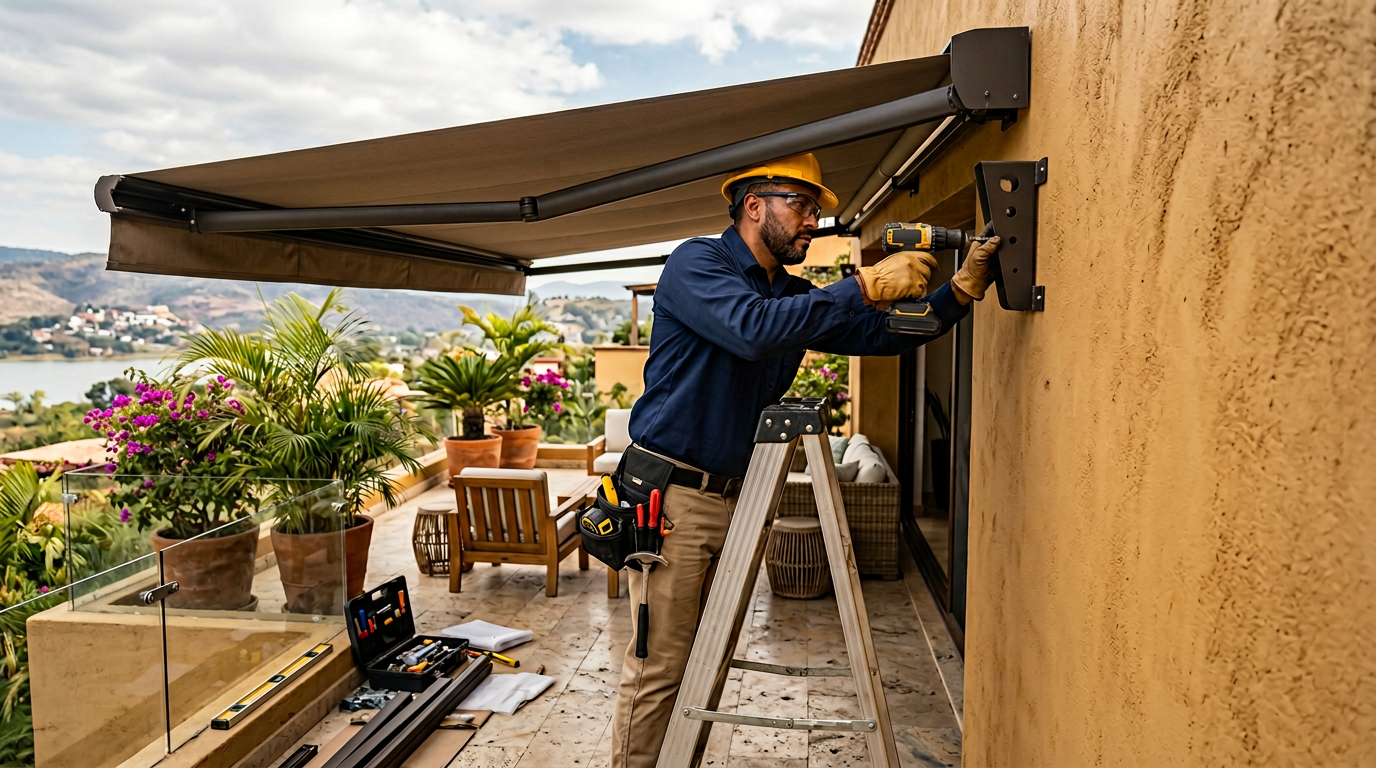 Instalación profesional de equipamiento en terraza